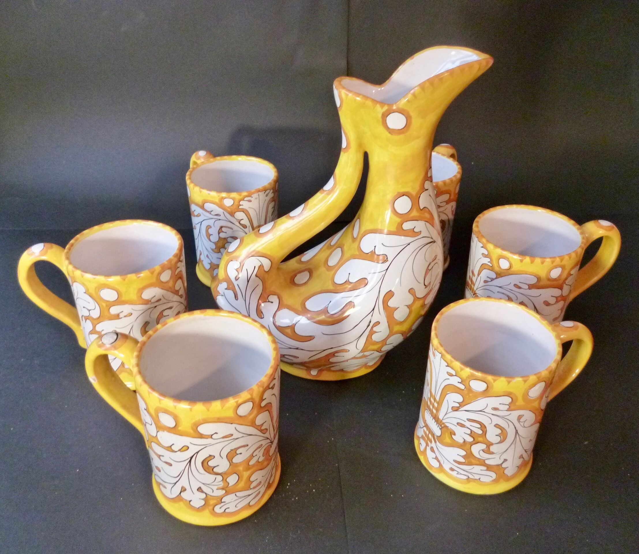 Set of 6 mugs ceramics "giacomini orvieto" Italy