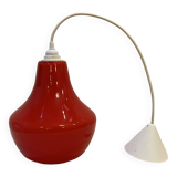 Red Opaline Glass Pendant Light 1970 Space Age Ceiling Lamp Free Form Orange