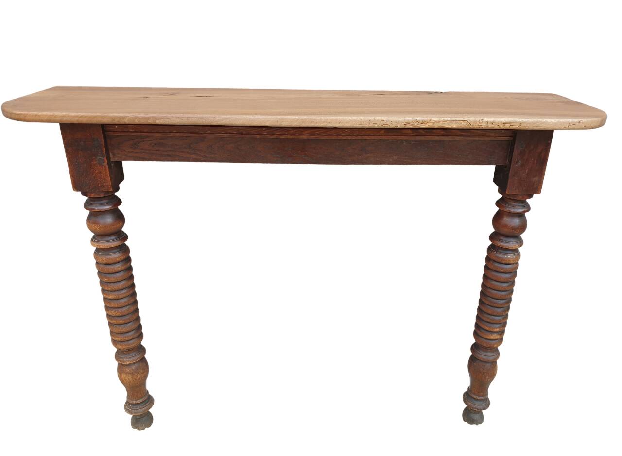 Console xixth walnut feet spinning tops