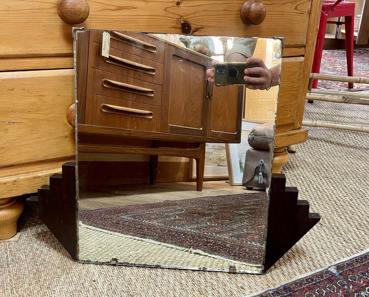 1930s English Art Deco Period Beveled Mirror - 58.5x46cm