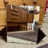 Miroir biseauté d'époque Art déco anglais des années 1930 - 58.5x46cm