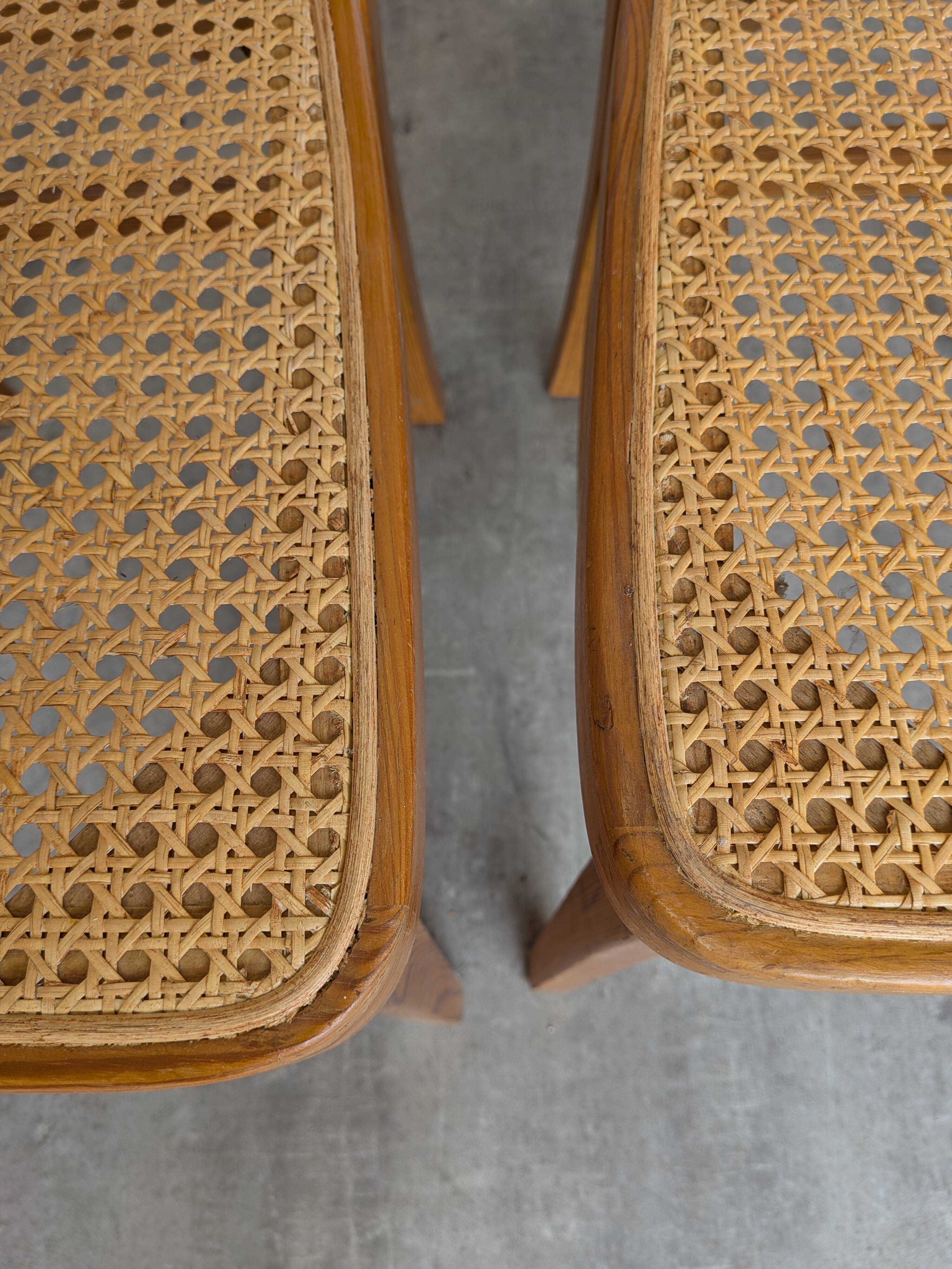 Set of 3 Vintage Wooden Dining Chairs with Cane Seat - Mid-Century Yugoslav