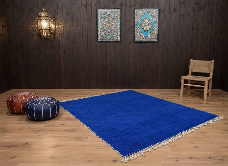 Handmade blue wool Berber rug 200cmx300cm