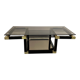 Coffee table in black and gold metal, smoked glass 70 years Romeo Rega vintage