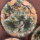 Four antique dessert plates in majolica with vine decoration.
