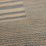 Blue cream wool kilim handwoven modern kilim flat-weave area rug-205x283cm