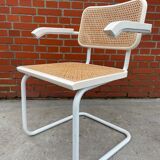 Cesca chair model with armrest in white