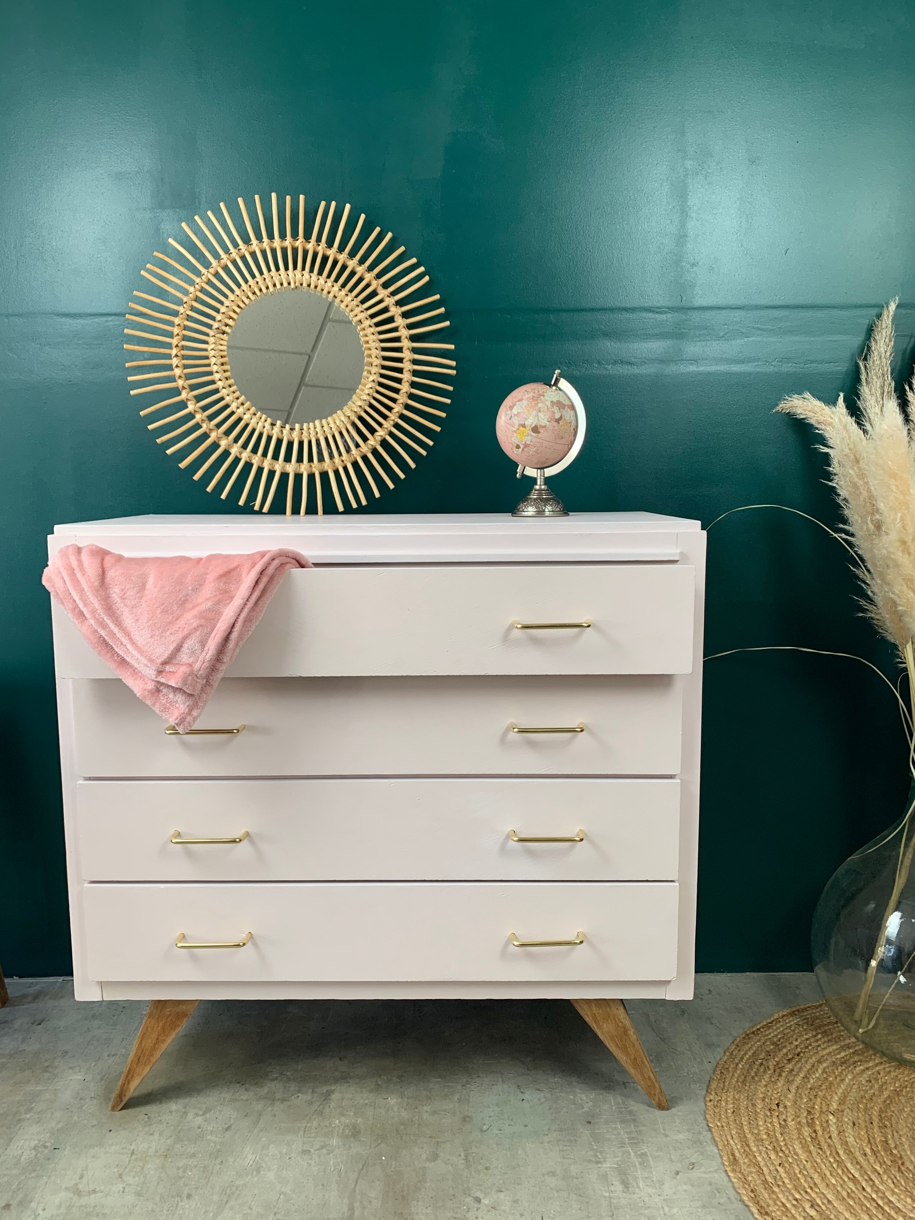 Powder pink vintage dresser