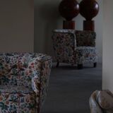 Set of curved Danish club chairs from the mid-century, Viggo Boesen style, 1940s.