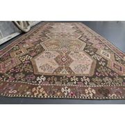 Vintage Turkish Oushak Handmade Wool Cotton Brown Runner Rug 188x416