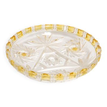 Assiette décorative en verre transparent et jaune vintage, Italie, années 1960