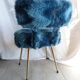Paire de chaises moumoute bleu canard