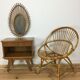 Mirror sun rattan 61 x 42 cm painted golden