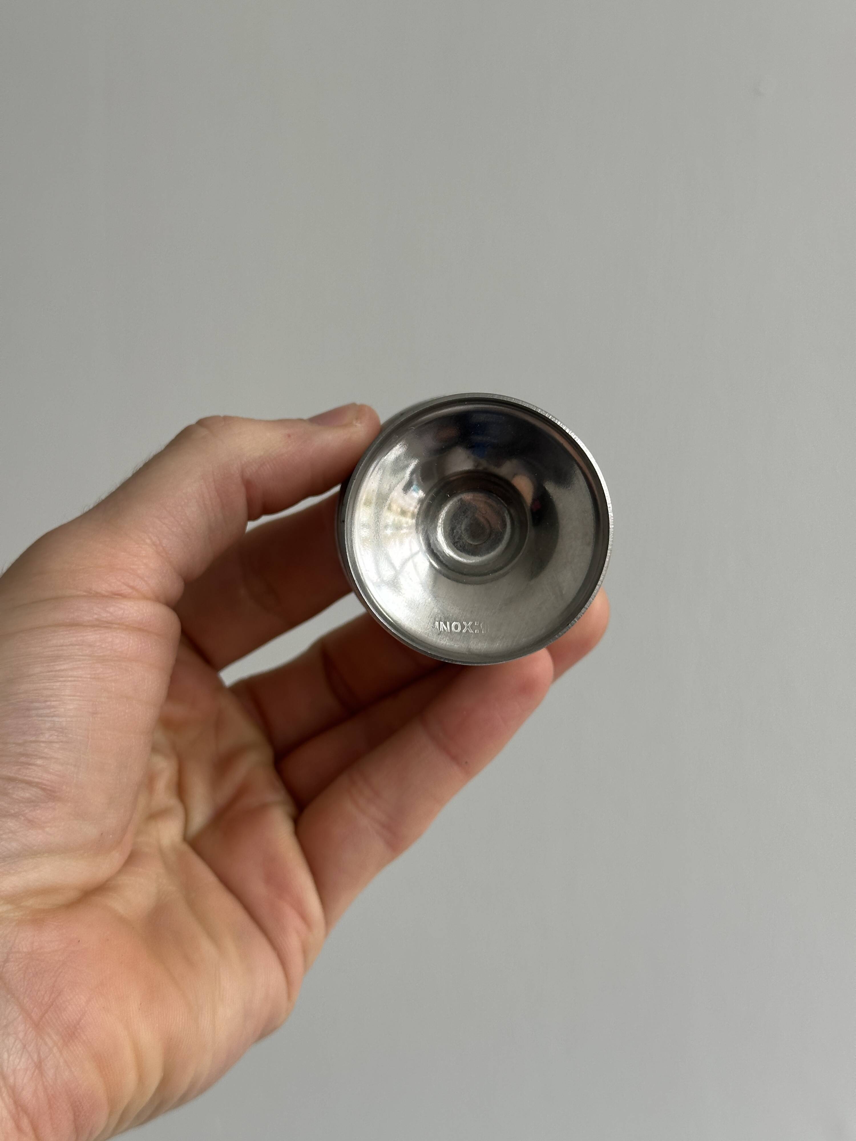 6 vintage stainless steel egg cups