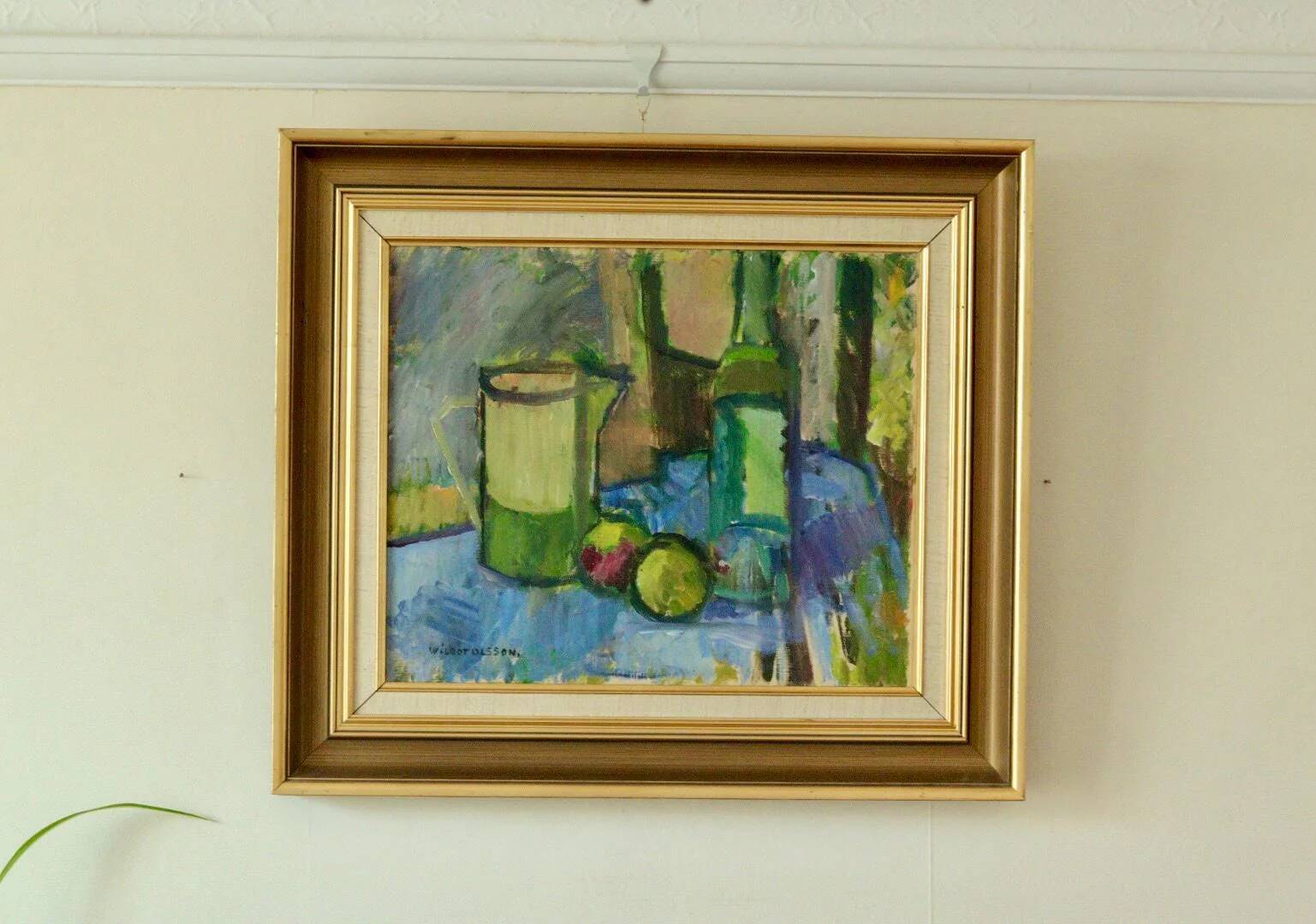Nature morte originale sur toile du milieu du siècle – Wilgot Olsson