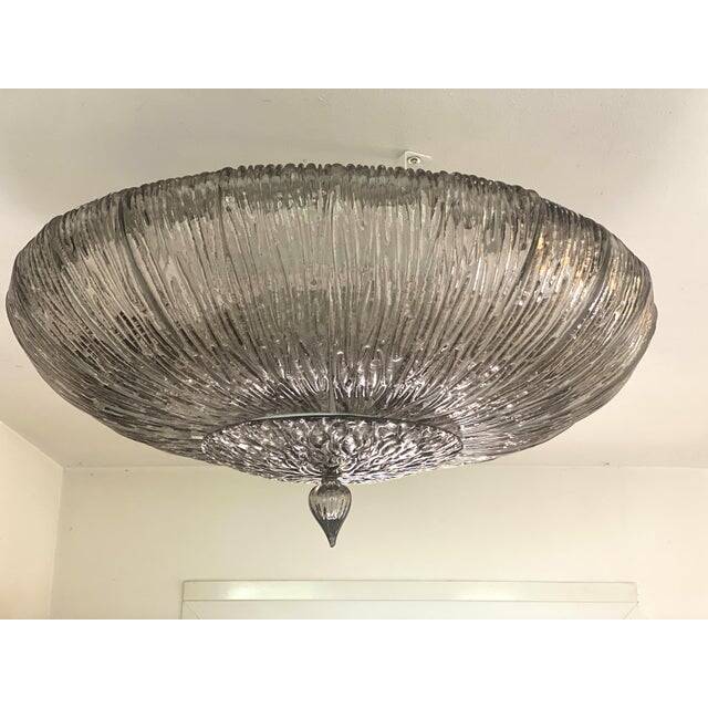 Contemporary Fume' "Brindle" Murano Glass Flush Mount in Venini Style