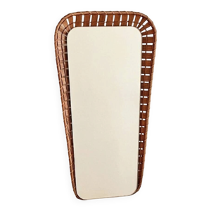 miroir vintage en rotin
