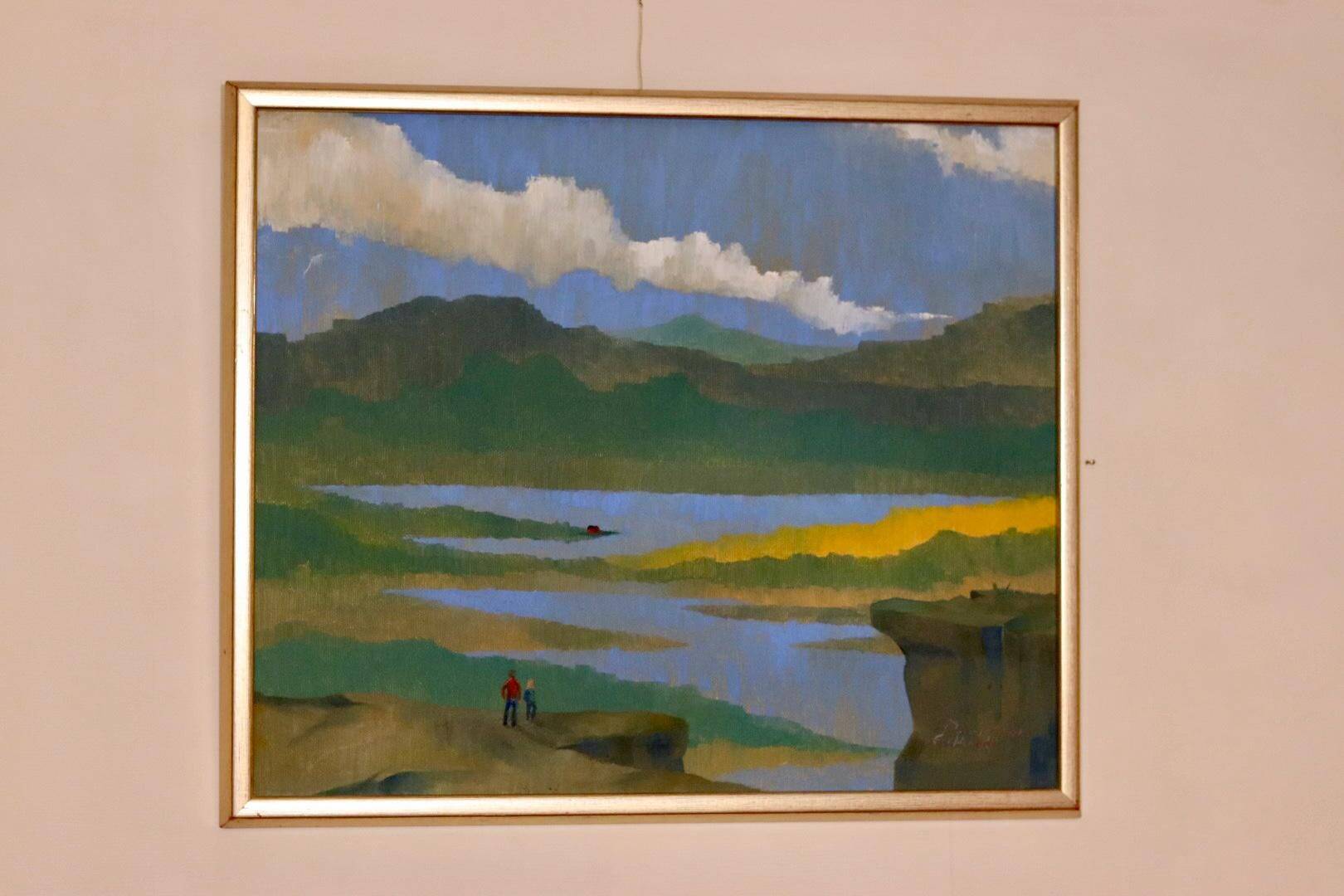 Original Swedish Mid Century Oil on Canvas "Katrineholm"- Vintage & Framed