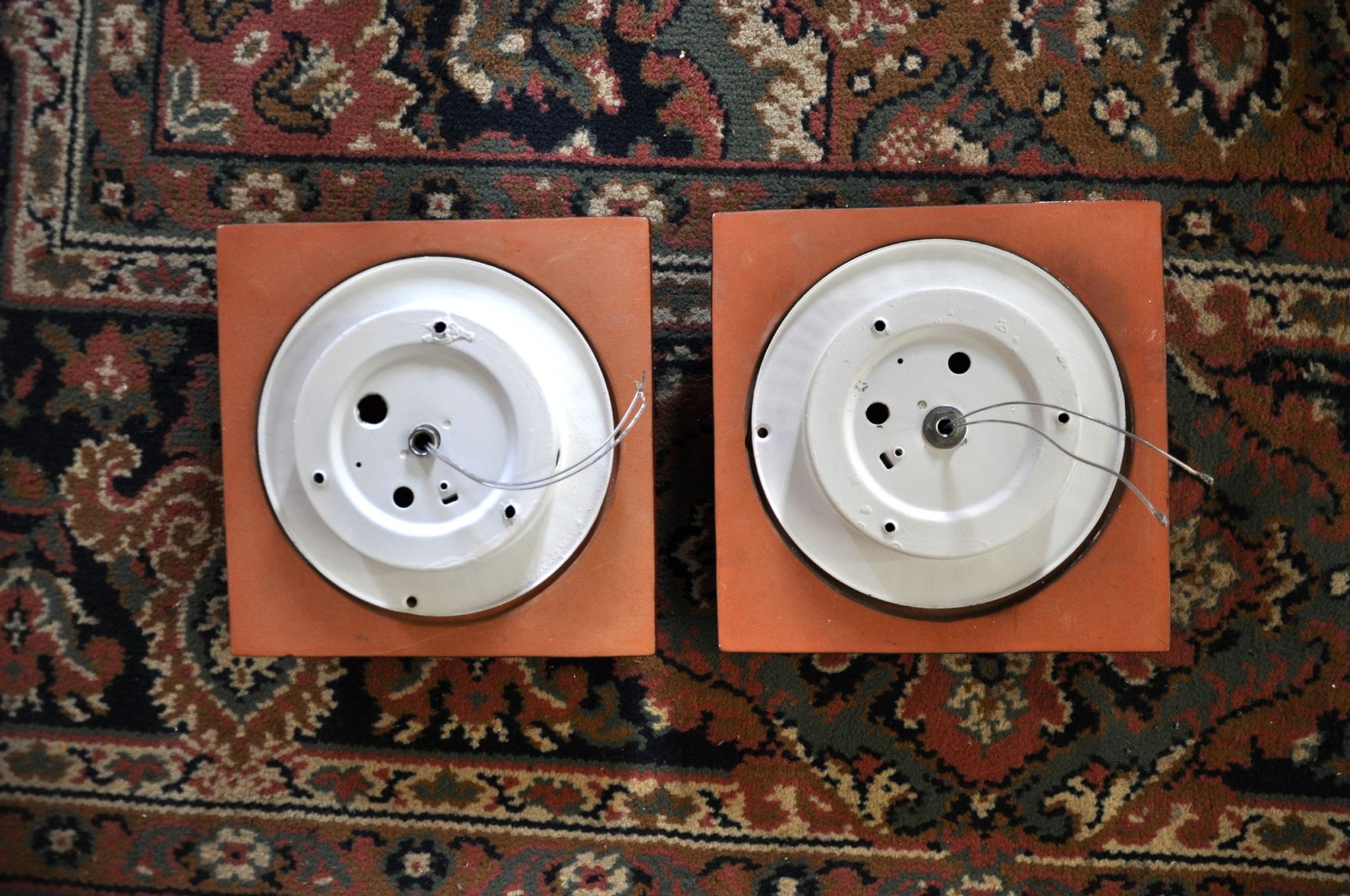 Pair of Fat Lava wall lamps by Hustadt Leuchten, Orange ceramic, Germany, 1960