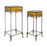 2 painted metal square saddles