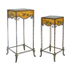 2 painted metal square saddles