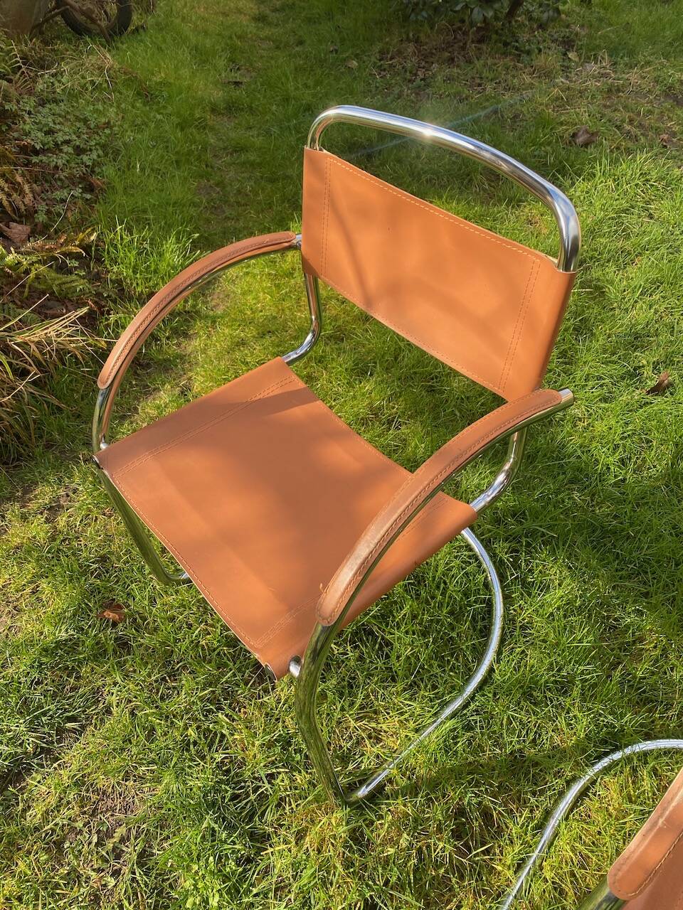 Pair of chrome armchairs, vintage circa 70