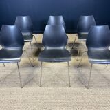 Set of 6 black Maui chairs by Magistretti for Kartell 2000s Italy