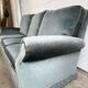Vintage blue-grey velvet fringed seat / armchair