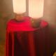 Pair of vintage wooden ball lamps, Scandinavian style bedside lamps, 32 x 14 cm, very good