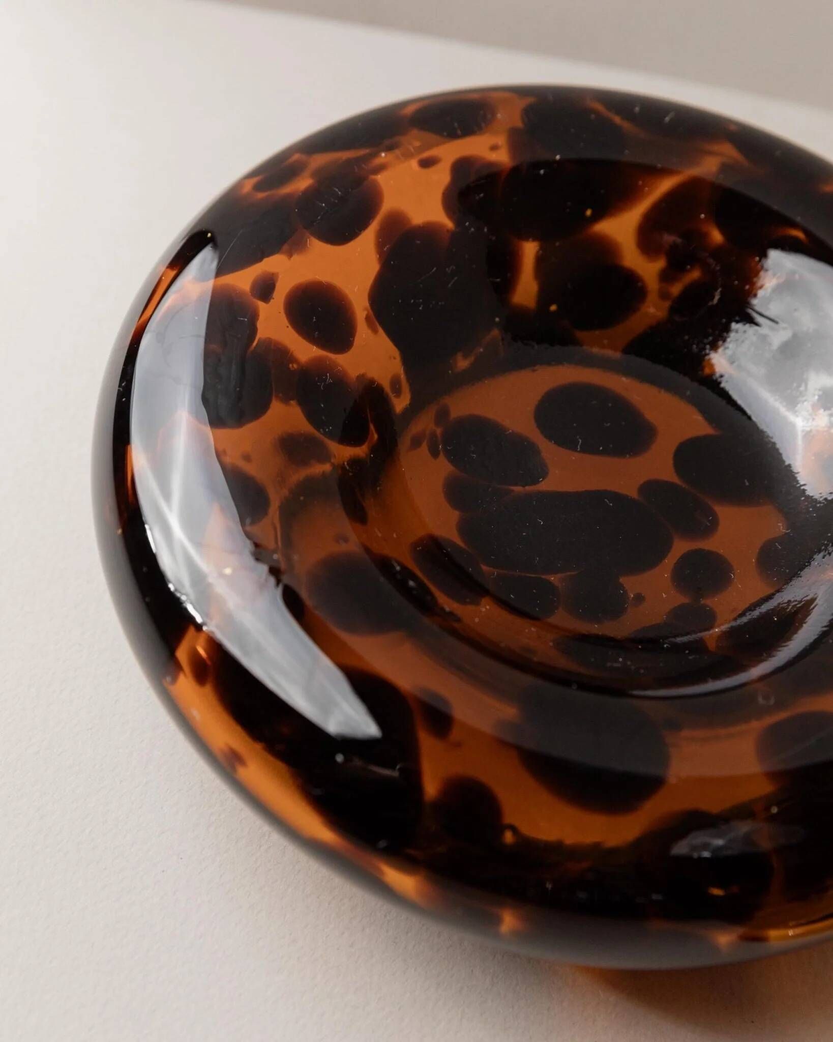 Vintage Murano Glass Vase and Bowl in Tortoise Shell Optic - Amber-Brown Glass Art