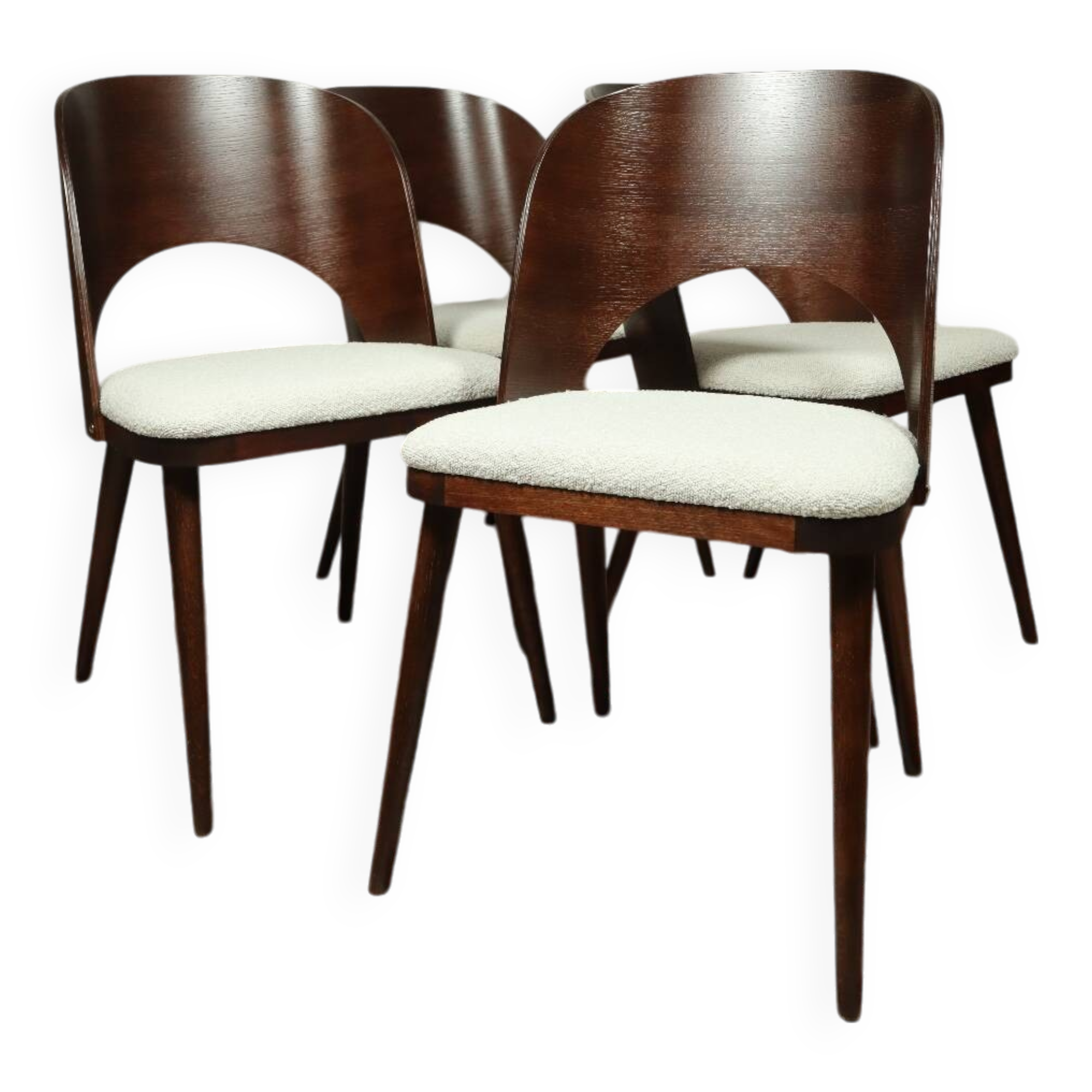 Dining chairs set of 4 oak wood white pearl buckle