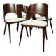 Dining chairs set of 4 oak wood white pearl buckle