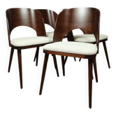 Chaises de salle à manger set de 4 chêne bois blanc perle boucle