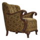 1950s, Danish armchair, furniture wool, hand carved oak wood.