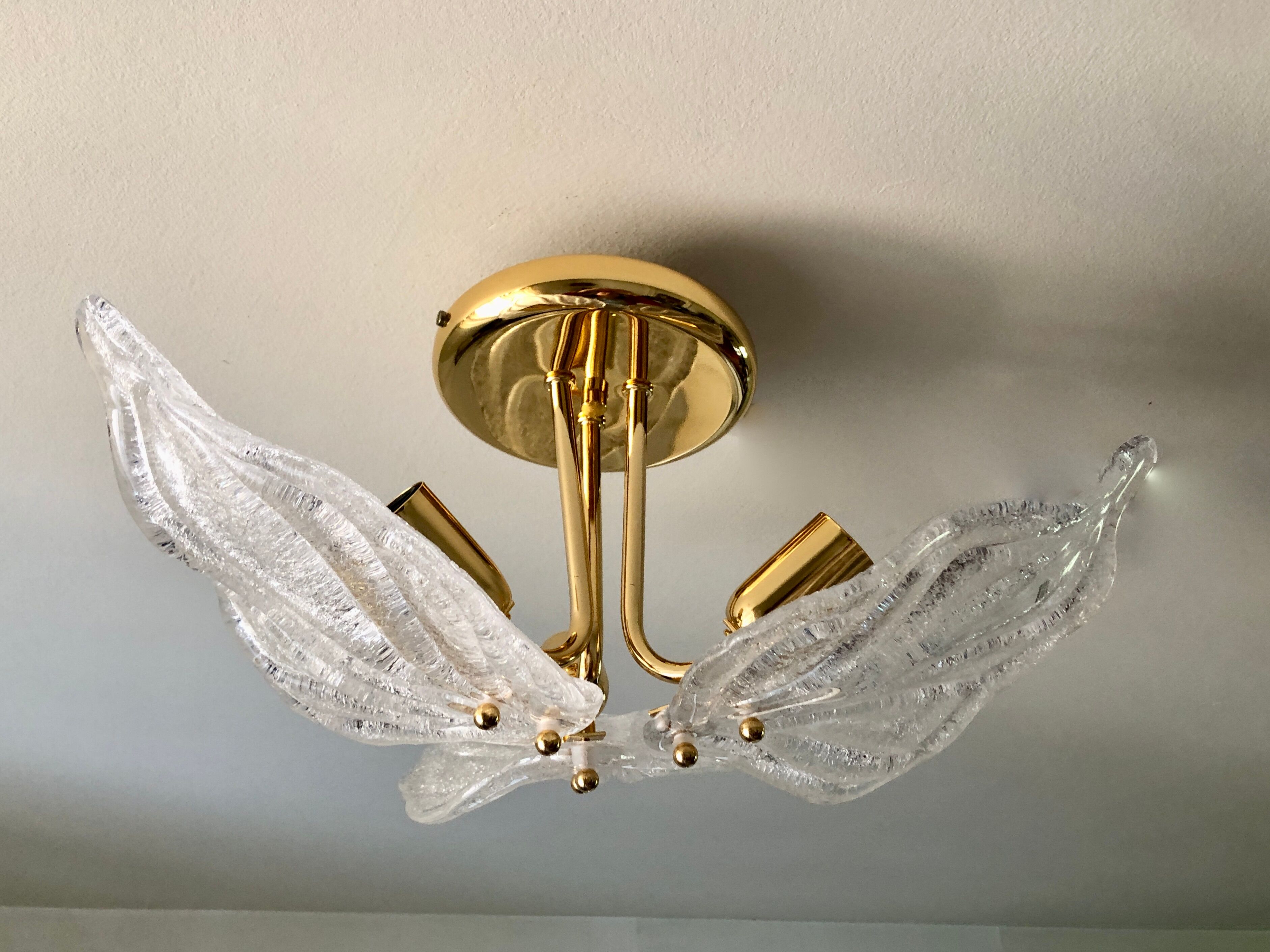 3-sheet Murano glass ceiling lamp for Novaresi