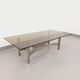 Vintage coffee table in smoked glass and brushed cast aluminum from the 70s