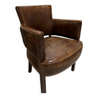 Fauteuil cuir et peau
