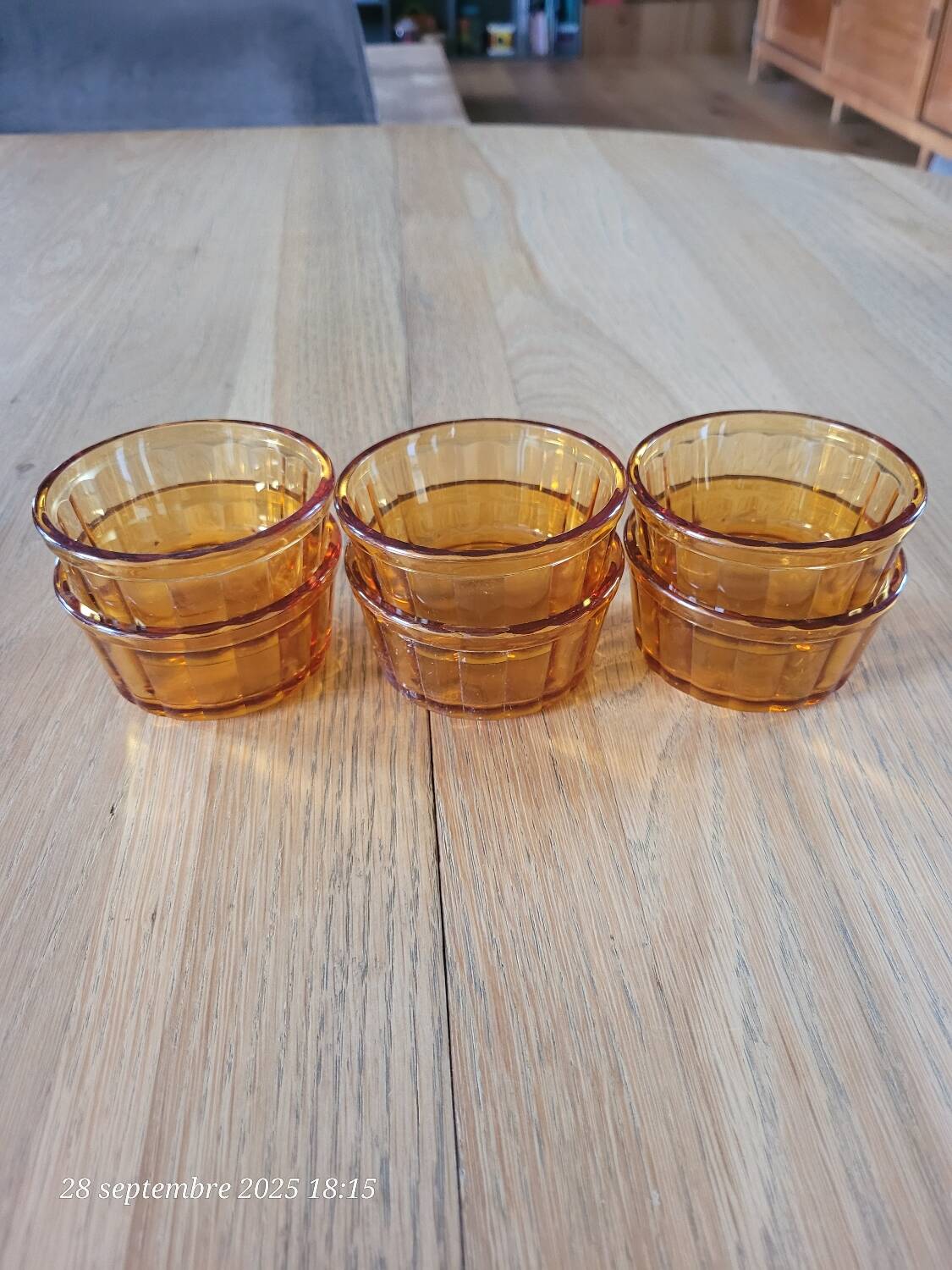 6 Vereco amber glass ramekins