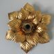 Pair of "flower" sconces in 70s golden metal