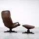 Vintage Mid-Century Danish Modern Leather Adjustable Easy Chair and Ottoman