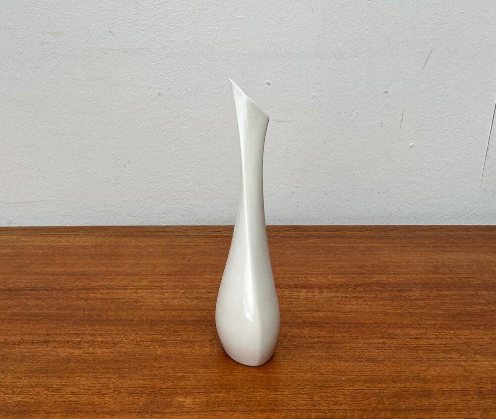 White sculptural German vase from the mid-century by Peter Müller for Sgrafo Modern, 1960s.