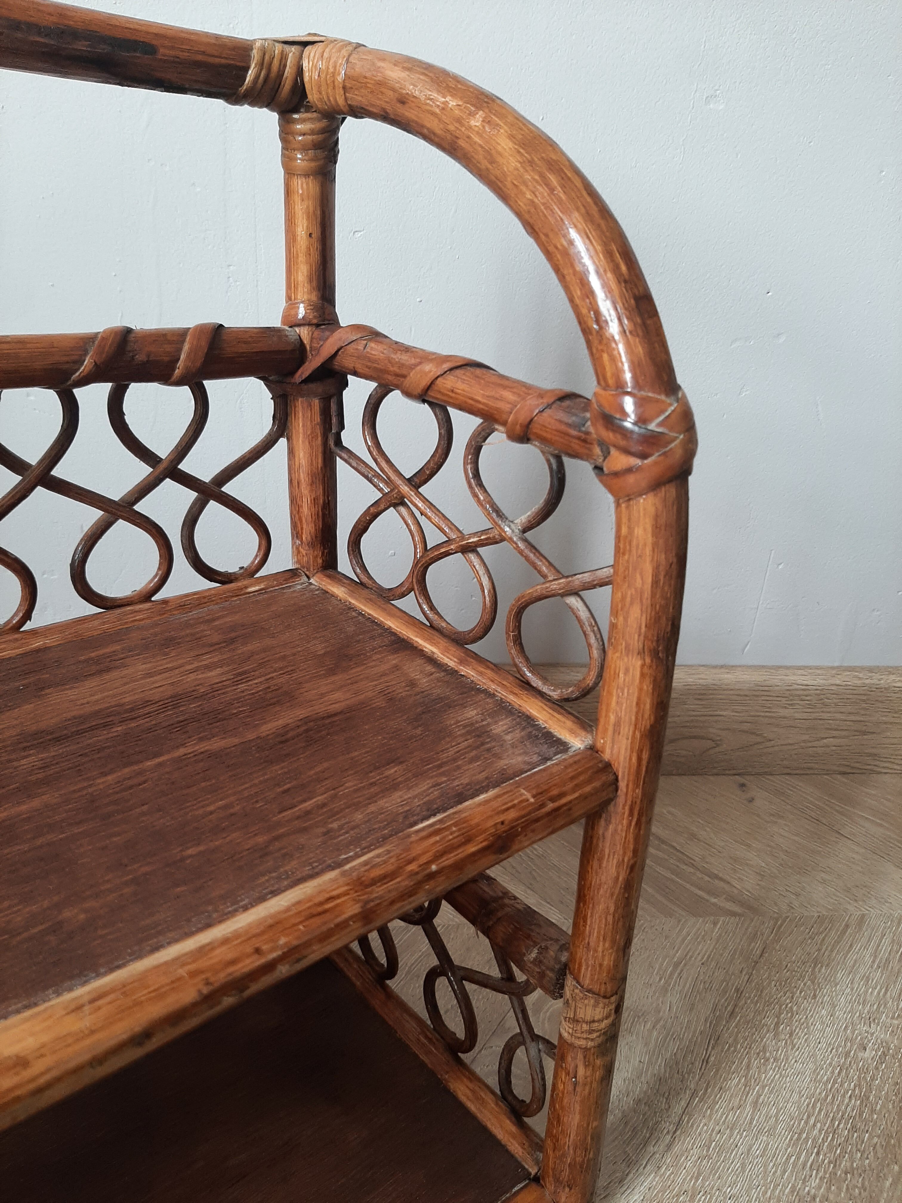 Rattan wall shelf 2 levels