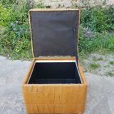 Leather patchwork chuff pouf 1970