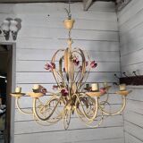 Wrought iron chandelier in Florentine style from the 1970s.