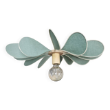 12-blade propeller suspension in rattan and celadon green linen
