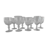 8 old blown foot glasses, 4 different models