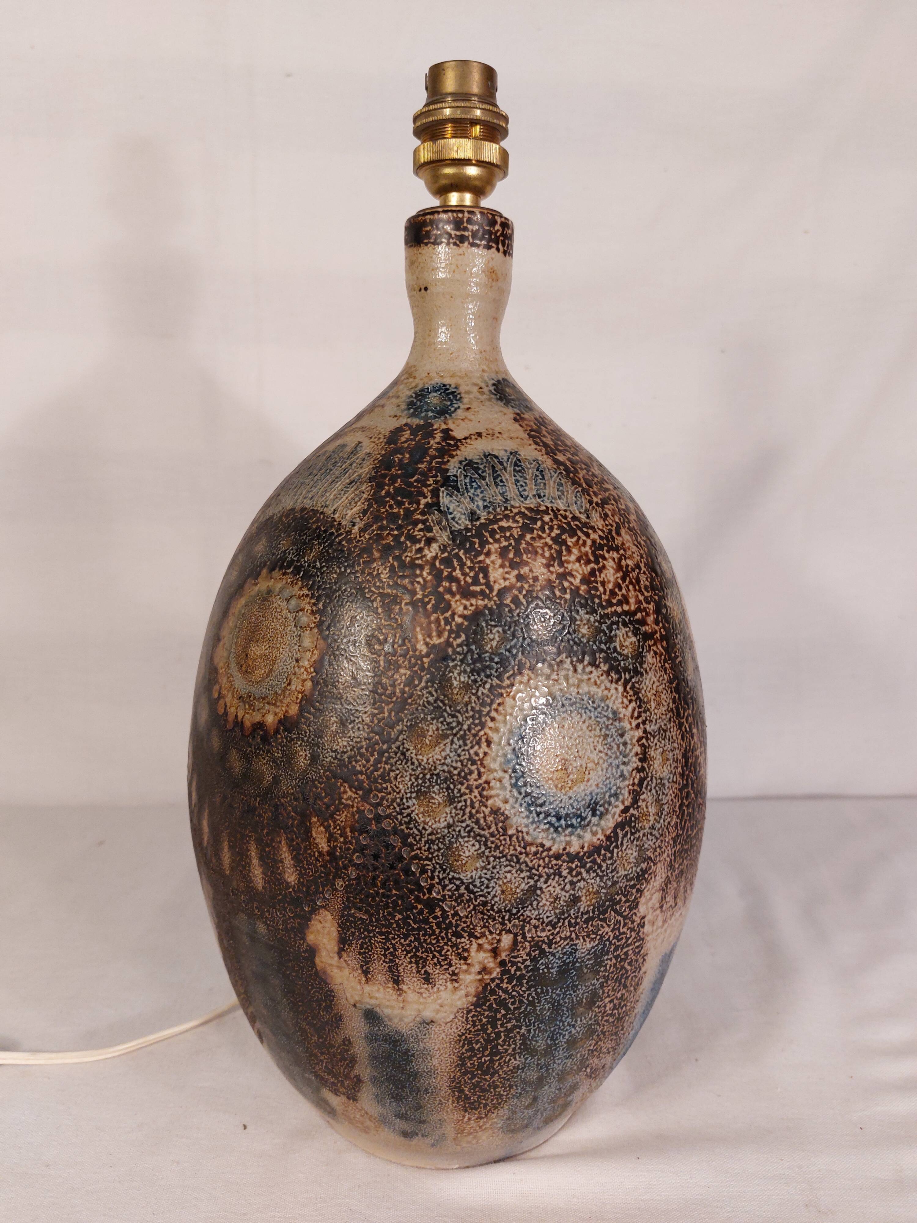Vintage sandstone lamp base signed JC Courjault - Maison Keraluc - 1960s