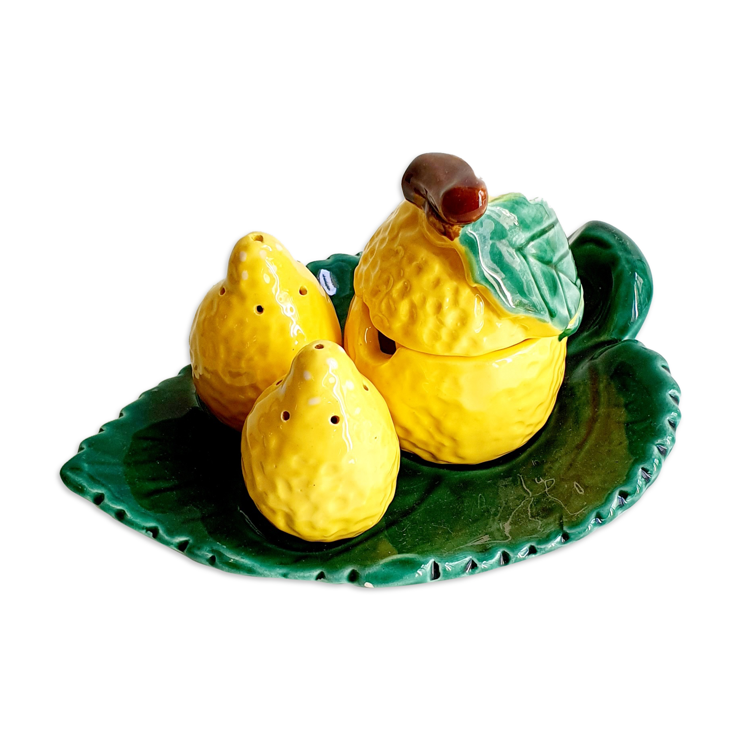Servant salt / pepper / mustard in slurry lemons Vallauris