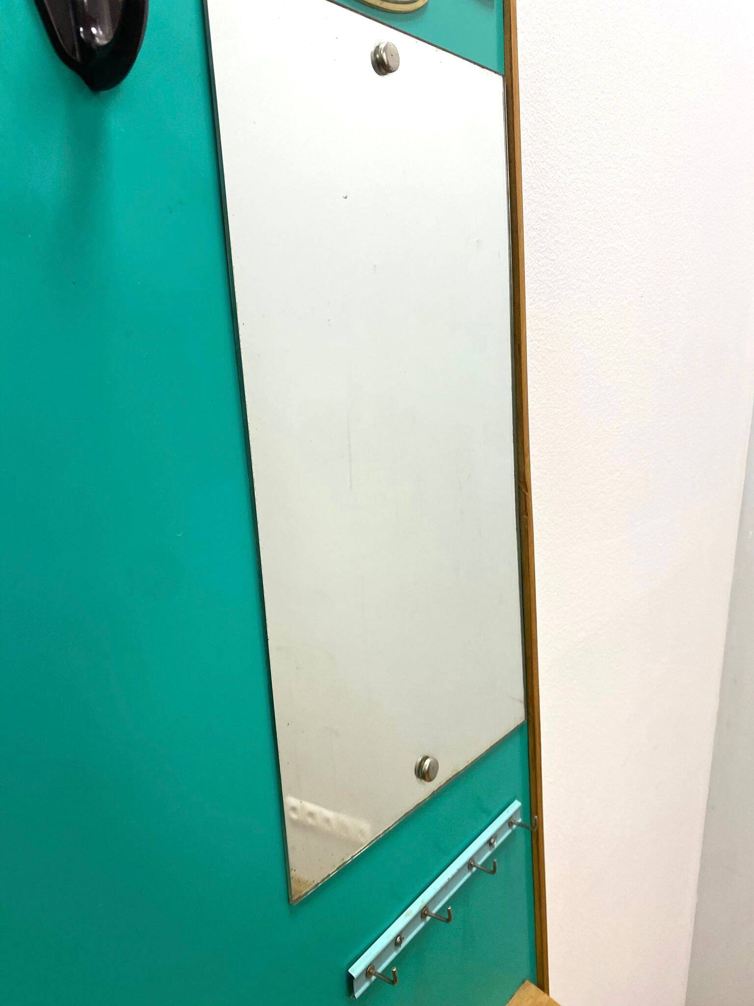 Retro Wall Hanger with Mirror, 1960s, Czechoslovakia