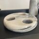 Series of 7 vintage Carrara marble candlesticks